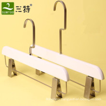 White solid wood pants trousers hanger with clips